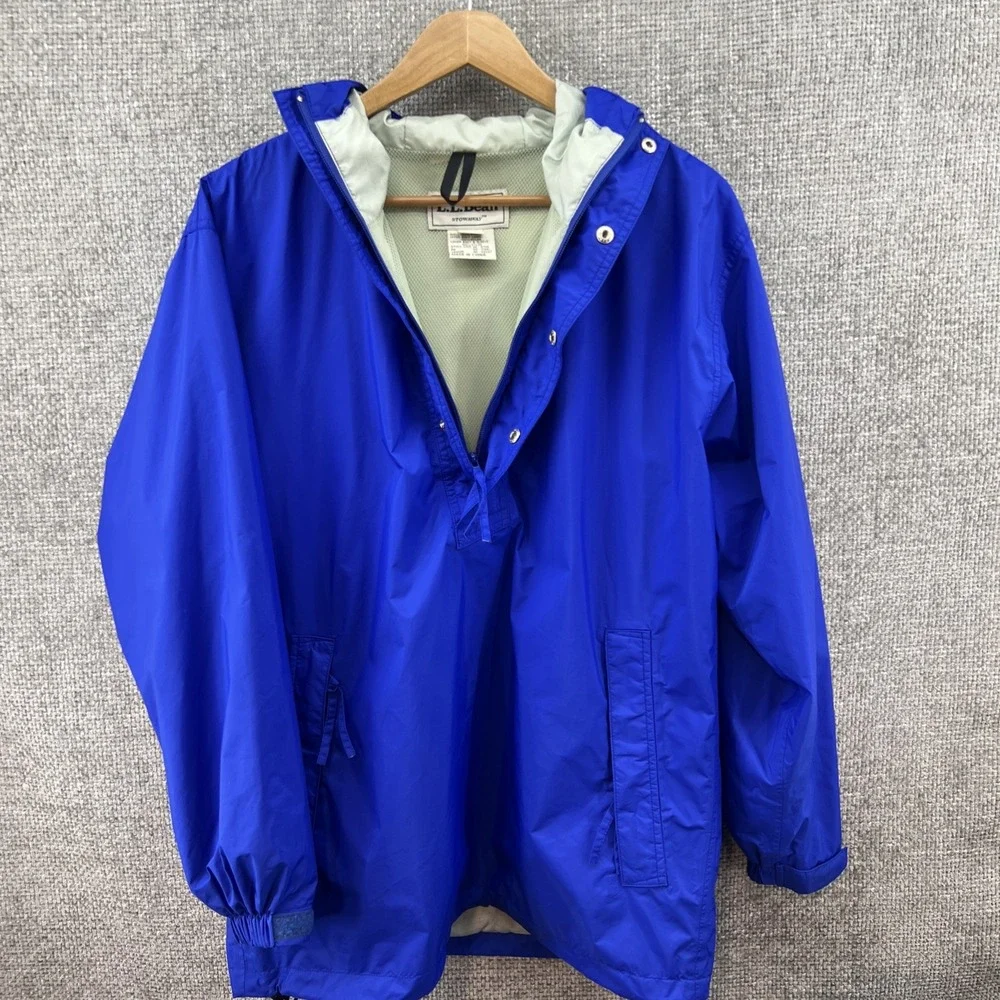 LL Bean Vintage Mens Small Gore-Tex Blue Anorak Nylon Windbreaker Hooded Outdoor